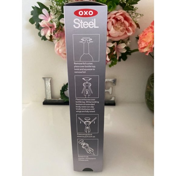 OXO Steel Winged Corkscrew w Removable Foil Cutter From Bed Bath and Beyond NIB - Picture 7 of 11